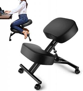 Scaun de birou cu suport pentru genunchi Himimi, piele PU, negru