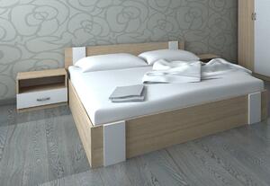 Set dormitor Bora cu saltea 160 cm strejar sonoma si alb