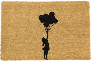 Covoraș intrare din fibre de cocos Artsy Doormats Flying Balloon Girl, 40 x 60 cm