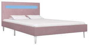 Cadru de pat cu LED-uri, roz, 120 x 200 cm, material textil