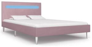 Cadru de pat cu LED-uri, roz, 120 x 200 cm, material textil