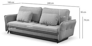 Canapea extensibila 3 locuri gri Largo