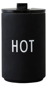Cană de voiaj termică negru Design Letters Hot, 350 ml