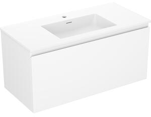 Mexen Orio, mobilier de baie 100 cm cu lavoar Otis, 1 sertar, alb mat, 91A10-10047-1-BF01-W18M01