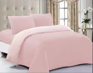 Set lenjerie de pat double poliester, 4 piese, pat 2 persoane, 160x200, roz
