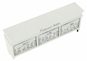 Cuier de perete, alb, cu cosuri, 100x40x20 cm - TP136615
