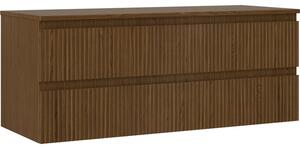 Mexen Rivel, mobilier de baie 120 cm cu blat, 2 sertare, canelat, nuc, 91A20-12047-2-BFFC86