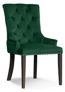 Scaun tapitat cu stofa si picioare din lemn August Velvet Verde / Negru, l59xA70xH96 cm