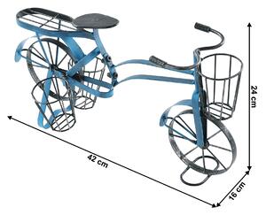 KONDELA Ghiveci RETRO în formă de bicicletă, negru / albastru, ALBO