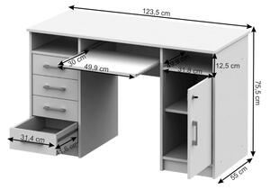 Birou, măsuţă, masă PC albă, 123 cm - TP184913