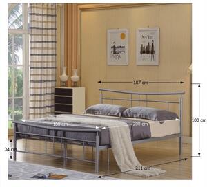 Cadru pat cu somieră, metal argintiu, 180x200, DORADO