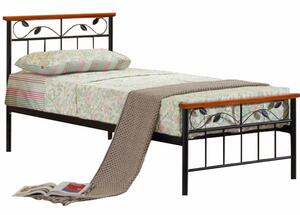 Cadru pat cu somieră lamelară, lemn cireş/metal, 90x200, MORENA NEW