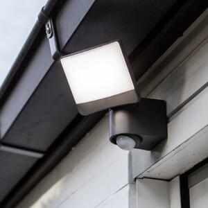 LUTEC Proiector exterior cu senzor LED SUNSHINE, 15 cm, gri închis, IP44, Gri, Plastic, Modern, Spot de perete