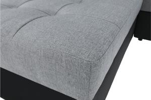 Colţar extensibil, piele ecologică negru/material textil gri deschis, dreapta, VASTO