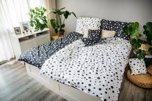 Lenjerie de pat din bumbac Cotton House Double Dots, 140 x 200 cm, alb - negru