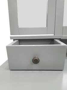 KONDELA Masă de toaletă cu taburet, gri / argintiu, REGINA NEW
