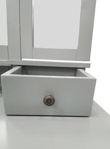 KONDELA Masă de toaletă cu taburet, gri / argintiu, REGINA NEW