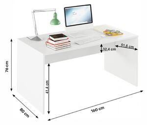 Birou, măsuţă, masă PC albă, 160 cm - TP260728