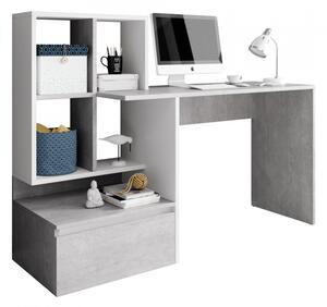 Birou, măsuţă, masă PC, alb şi gri, 145 cm - TP269203