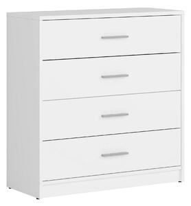 Comoda NEPO PLUS, alb, PAL laminat, cu 4 sertare, 80x34x84 cm