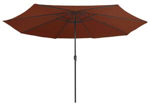Umbrelă de soare de exterior, stâlp metalic, cărămiziu, 390 cm