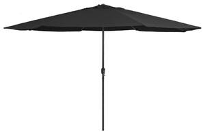Umbrelă de soare de exterior, stâlp metalic, negru, 390 cm