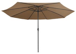 Umbrelă de soare de exterior, stâlp metalic, gri taupe, 390 cm
