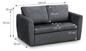 Canapea extensibila 2 locuri gri inchis Bella Lux