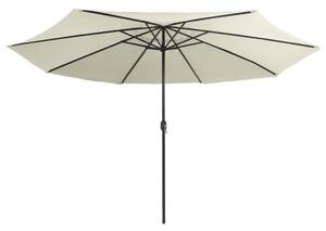 Umbrelă de soare de exterior, stâlp metalic, alb nisipiu 390 cm