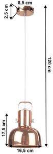 KONDELA Lampă suspendată în stil retro, metal, roz auriu, AVIER TIP 3