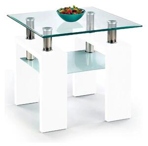 Masuta cafea DIANA H, transparent/alb, 60x60x55 cm