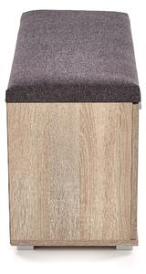 Suport incaltaminte din pal, cu sezut tapitat cu stofa Lima ST-2 Stejar Sonoma, l70xA32xH45 cm