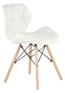 Scaune living K281, alb/stejar, piele ecologica/lemn, 48X51X74 CM