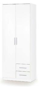 Dulap LIMA S2, alb, PAL laminat, cu 2 usi si 2 sertare, 80x52x205 cm