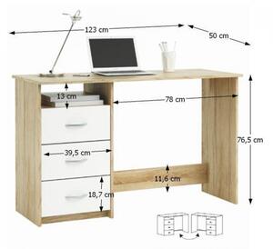 Birou, măsuţă, masă PC, sonoma şi alb, 123 cm - TP42389