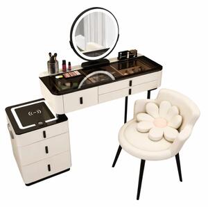 Set ISABELLA & ROSALIE – măsuță de machiaj cu oglindă LED și scaun confortabil 120x40x120
