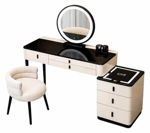 Set MARIPOSA & LUNA – măsuță de machiaj cu oglindă LED și scaun confortabil 80x40x120