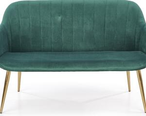 Canapea fixa tapitata cu stofa, 2 locuri Elegy 2 XL Velvet Verde Inchis / Auriu, l132xA62xH78 cm