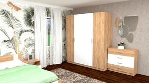 Set dormitor Bora 160 cm stejar craft gold si alb