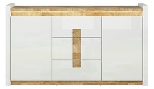 Comoda ALAMEDA, alb/stejar, PAL, 172x41x97 cm
