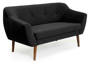 Canapea fixa 2 locuri, picioare fag natur, textil negru Bergamo