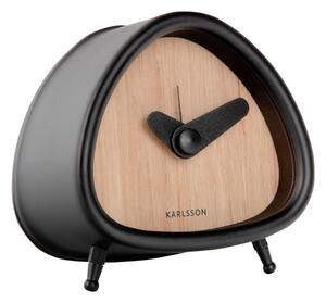 Ceas deșteptător cu aspect de lemn Karlsson Triangle, înălțime 8,6 cm, negru