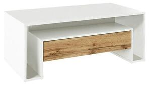 Masuta cafea DAWSON, alb/stejar wotan, PAL melaminat, 110x58x43 cm