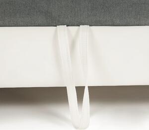 KONDELA Colţar mic, piele ecologică alb/material textil gri, model stânga, SANTIAGO
