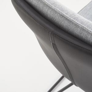 Scaun tapitat cu stofa si piele ecologica, cu picioare metalice Kai-326 Gri deschis / Negru, l49xA55xH85 cm
