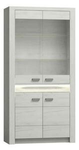 Vitrina INFINITY I-03, frasin alb, PAL melaminat/sticla, 96x42x192 cm