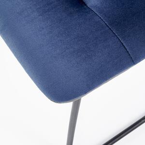 Scaun tapitat cu stofa si piele ecologica, cu picioare metalice Kai-321 Velvet Albastru inchis / Gri / Negru, l45xA55xH84 cm