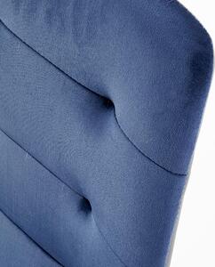 Scaun tapitat cu stofa si piele ecologica, cu picioare metalice Kai-321 Velvet Albastru inchis / Gri / Negru, l45xA55xH84 cm