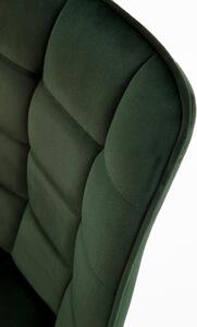 Scaun tapitat cu stofa si picioare metalice, Kai-332 Velvet Verde inchis / Negru, l46xA61xH84 cm
