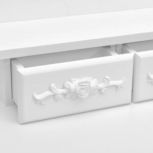 Set masa de toaleta cu taburet alb 50x59x136 cm lemn paulownia - V289310V